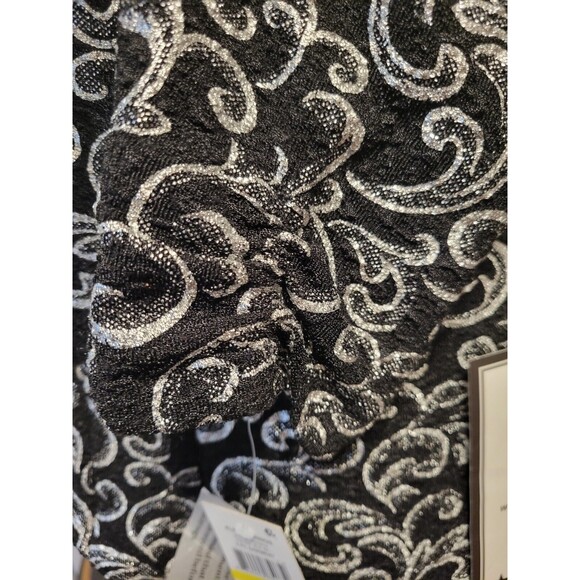 Alex Evenings Jacket Women M Black Silver Open Shimmer Holiday Formal Party NWT - Picture 4 of 7